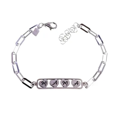 Pulsera Plata Ley M Mujer Cm Forzada Alargada Chapa Calada