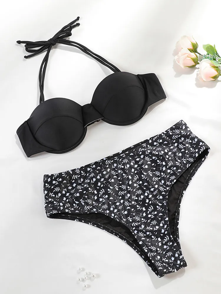 Conjunto de Bikini con Push Up para mujer Bañador estampado ropa de