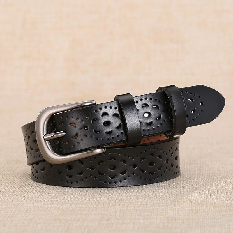 Cinturones cuero genuino para cinturones con relieve de flores, de calidad, cinturones vaqueros vintage, diseñadores de correa informal para mujer lb2117 |