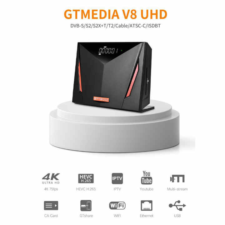 GTMEDIA V8 UHD 4K Ultra HD Digital Satellite Receptor, FTA H.265 TV Sat  Decodificador DVB-S/S2/S2X+T/T2/Cable/ISDB-T/ATSC-C, WiFi incorporado 2.4G,  compatible con tarjeta inteligente CA, Biss : Electrónica 