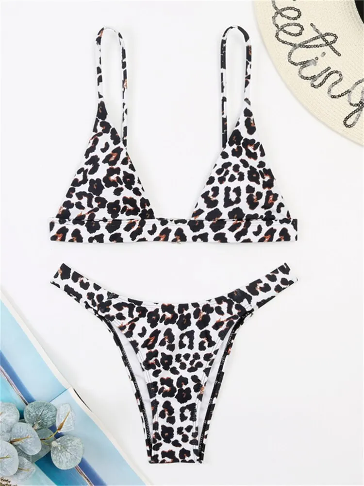 Cervecería pasta Sabio Bikini de leopardo con correa ajustable para mujer, traje de baño femenino  con Tanga de cintura alta, cintura alta, 2023 | Miravia