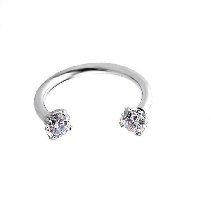 Orecchini A Barra Curva Rook In Titanio Con Zirconi, Calibro 16, 8mm, Colore Clear - 5