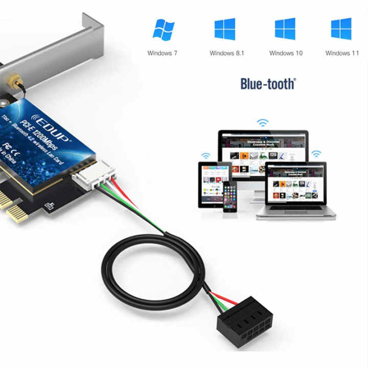 Adaptador de tarjeta WIFI PCIEx1 de 1200Mbps, Bluetooth 4,0, 2,4 Ghz, 5Ghz,  adaptador de tarjeta de red WiFi de doble banda para PC