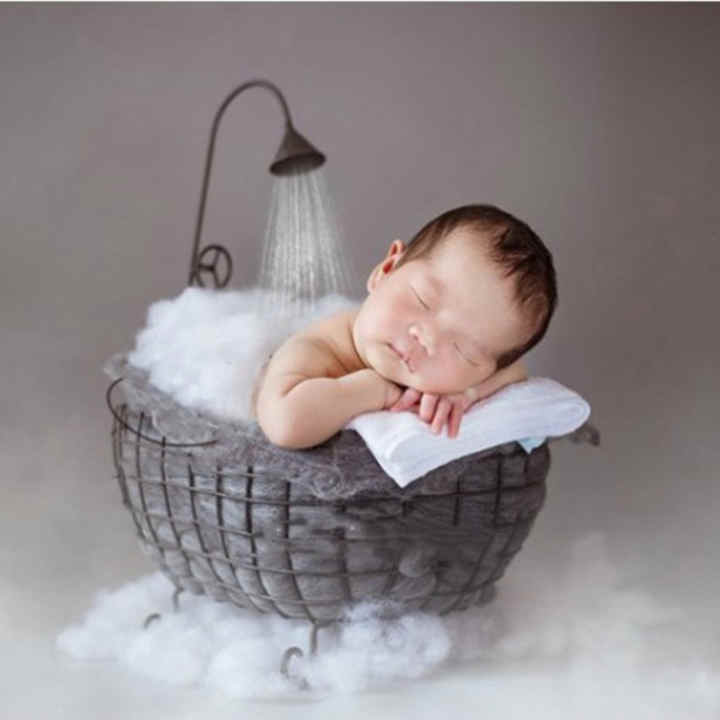 Cesta de accesorios de fotografía recién nacida de paja, Cesta de cambio  de Bebé