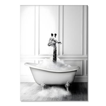 Pintura de Animal en blanco y negro para bañera, imágenes de