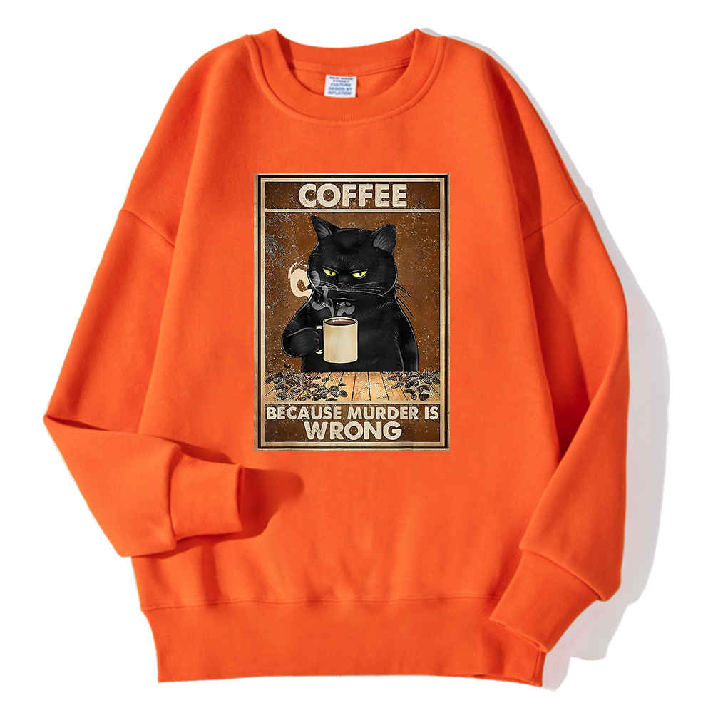 Sudadera Mujer Sin Capucha Con Estampado De Gatito - Cuello Redondo, Manga Larga, 92% Poliéster 8% Spandex