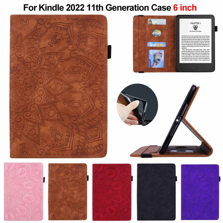 Funda para Kindle 2022 de 11. ª generación, carcasa de cuero PU en relieve  de 6 pulgadas, con soporte para billetera, c2v2l3