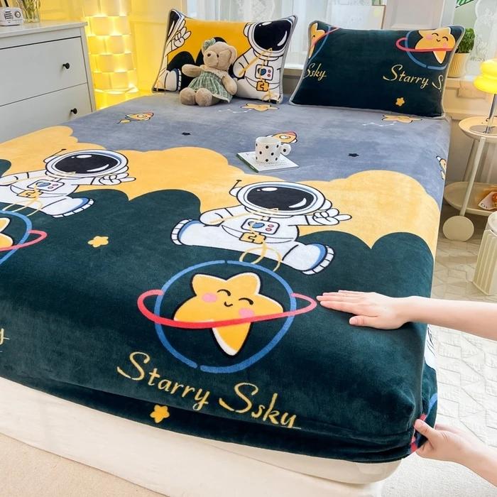 Sábana Cama Extra Profunda Cálida King Doble Lujo Sábana Ajustada De Peluche Extra Profunda - Tamaños Doble Y King, Colores Gris, Rosa, Azul Sábana Ajustada Cálida Invierno