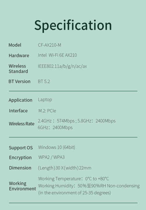 comfast cf-ax210-m wi-fi 6e ax210 bt