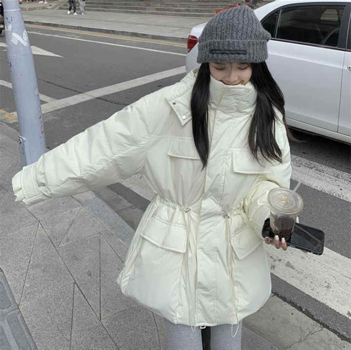 Comprar Chaqueta acolchada de algodón para mujer en invierno nueva moda  suelta corta con capucha
