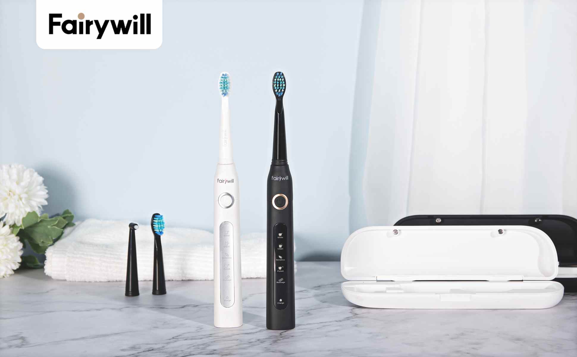 Fairywill D7 Cepillo de Dientes Eléctrico para Parejas,Cepillo de Dientes Eléctrico Sónico