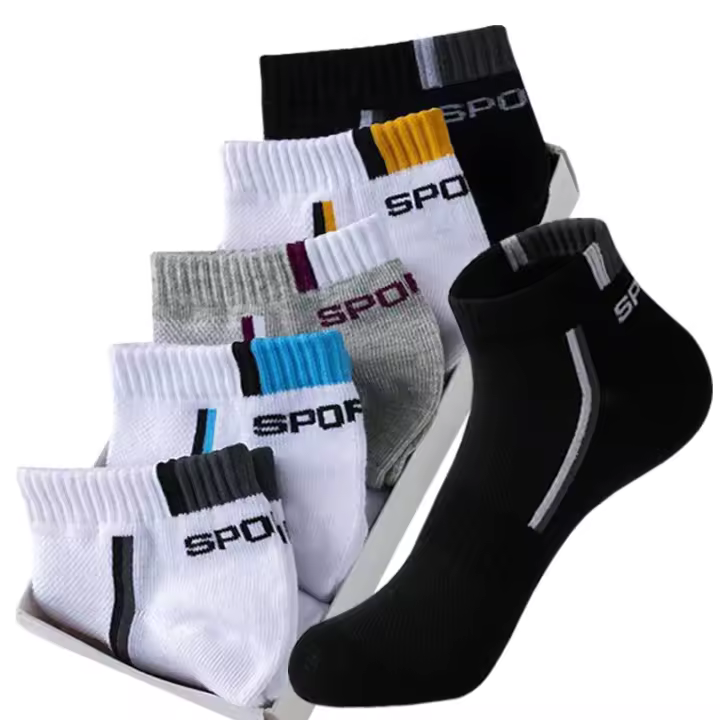 Calcetines tobilleros de malla para hombre, medias deportivas de algodón, transpirables, de corte fino, para verano, 5 pares por lote Calcetines tobilleros de malla para hombre, medias deportivas de algodón, transpirables, de corte fino, para verano, 5 pares por lote