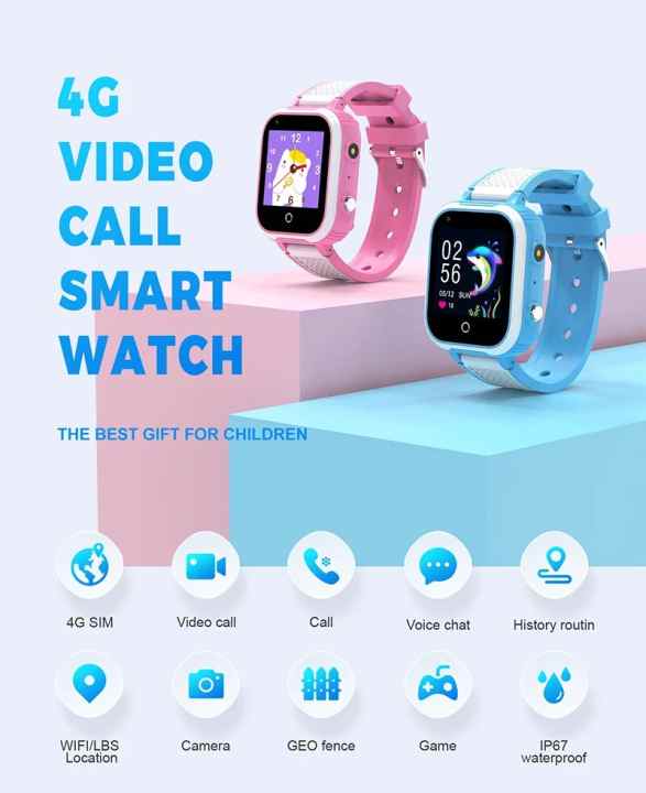 Reloj inteligente con tarjeta Sim 4G para niños, rastreador WIFI, Chat de  voz, Monitor de videollamada