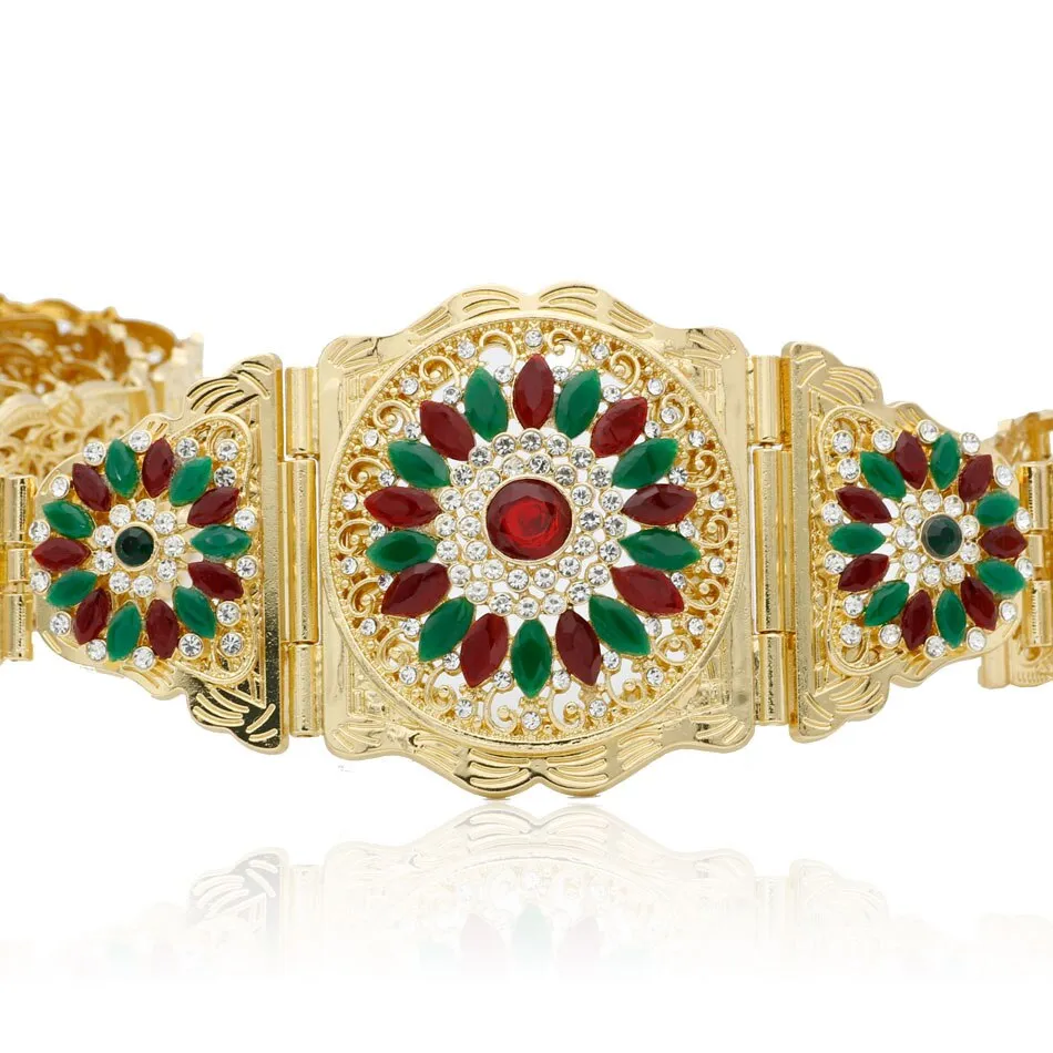 Cinturón de caftán marroquí para mujer, joyería de boda, cinturón árabe  para vestido de mujer, Color dorado, cristal para novia, regalo | Miravia