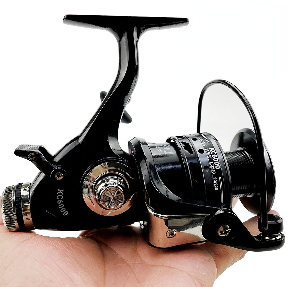 Carrete De Pesca De Metal Resistente Al Mar: 15kg De Frenado Para Peces Grandes (Negro/Plata)