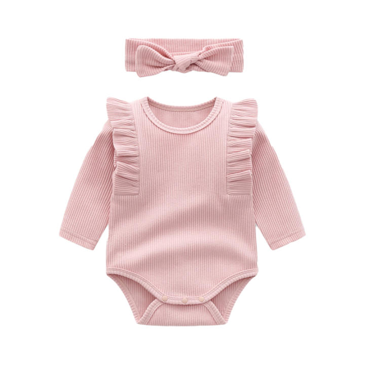 Pelele De Encaje Sin Espalda Para Sesión De Fotos De Recién Nacido – Incluye Diadema, Color Rosa, Talla 0-3 Meses
