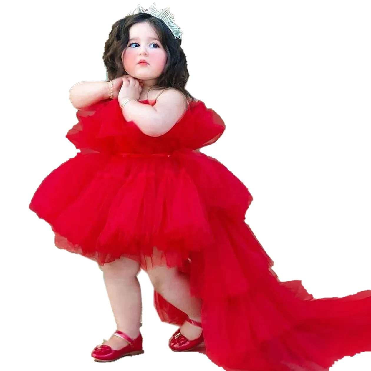 de de encaje rojo para niñas pequeñas, ropa para fiesta de cumpleaños, 2-8 años | Miravia