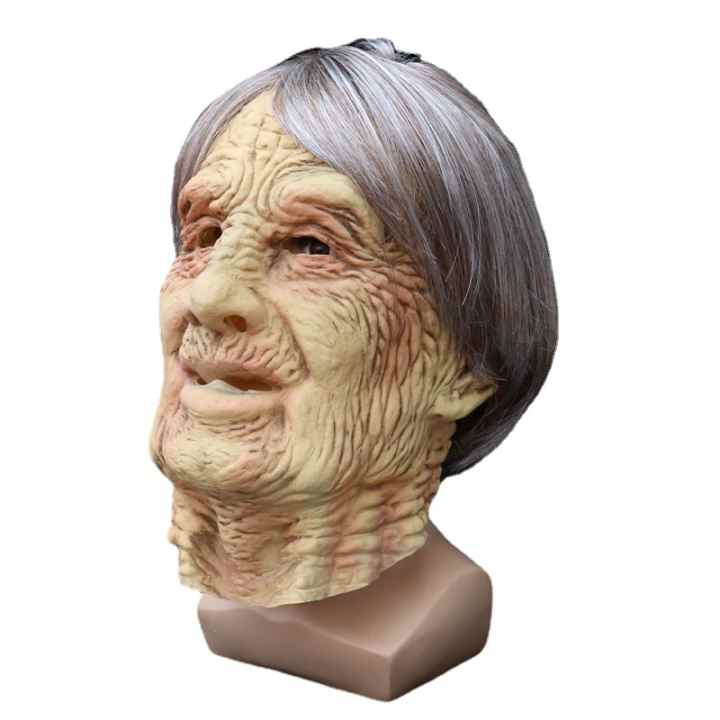 Máscara de cabeza completa de látex de Halloween, máscara realista de  anciano, casco de abuelo espeluznante para la fiesta de cosplay de carnaval