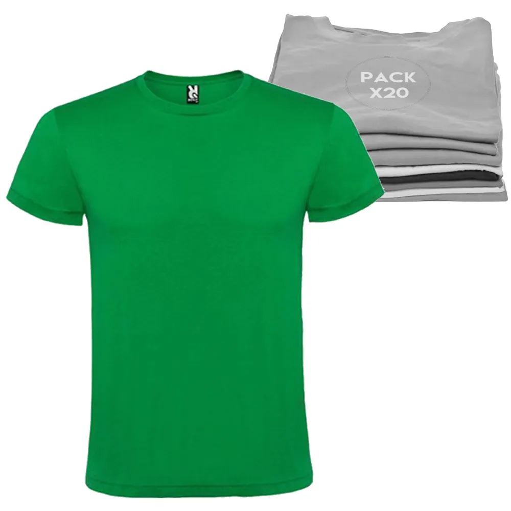 20 camisetas de manga corta Roly de color verde con cuello redondo doble Miravia