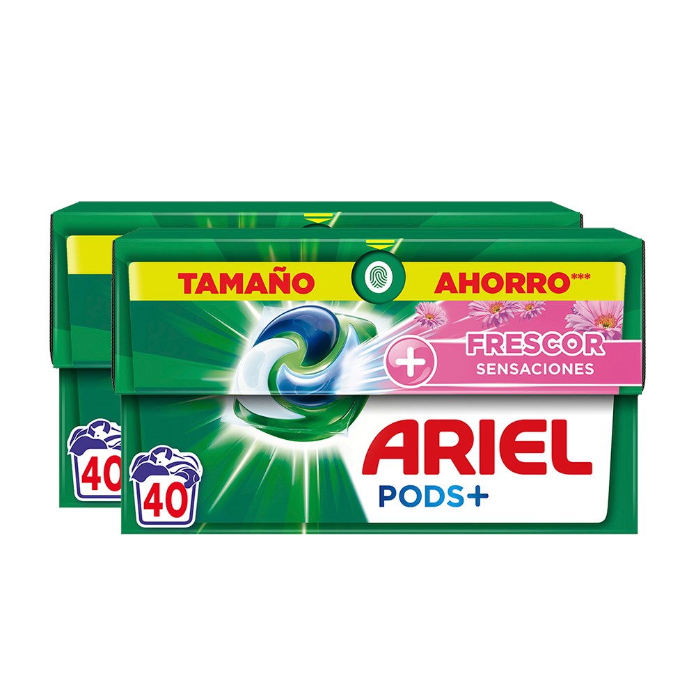 Detergente en cápsulas ARIEL SENSACIONES, caja 40 dosis