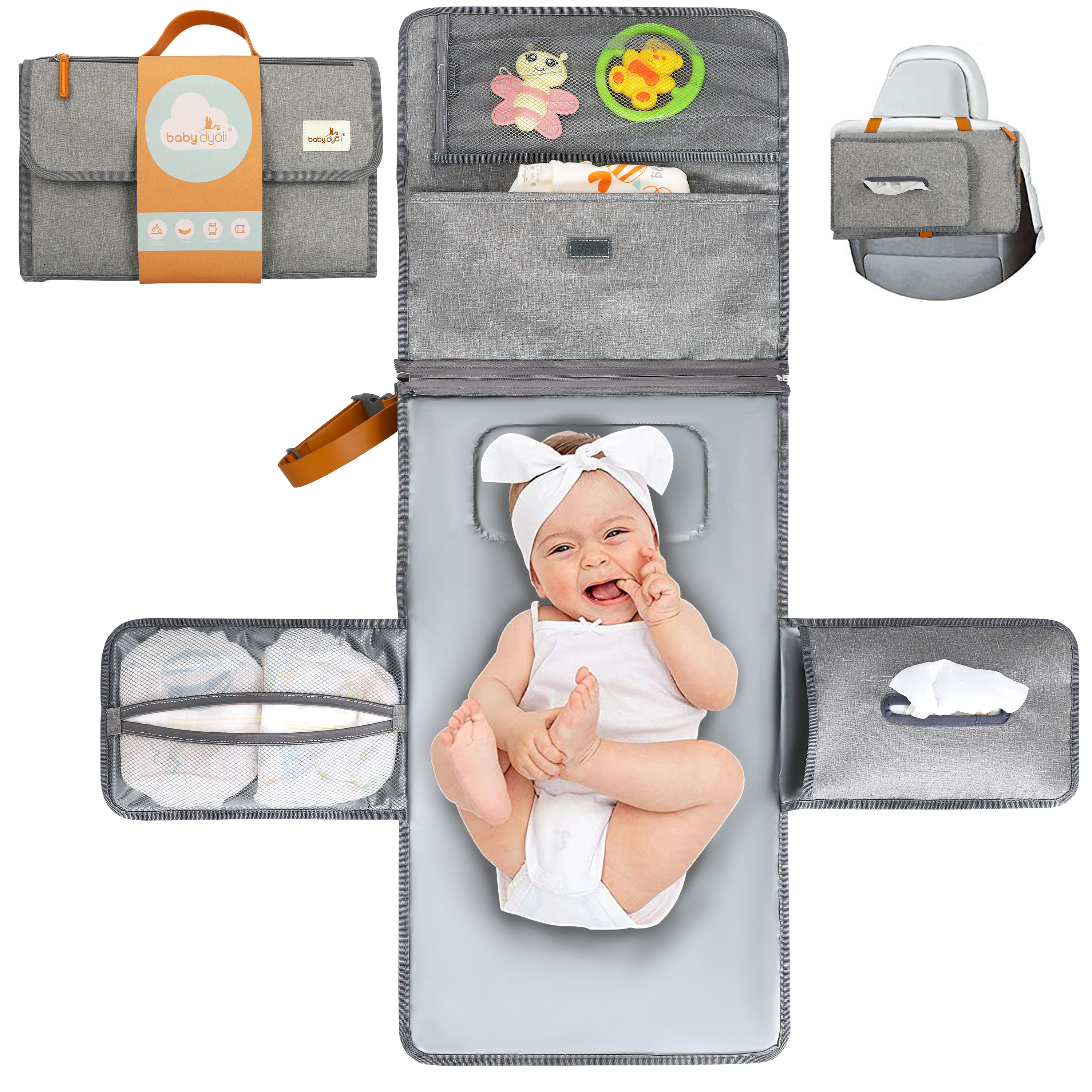 Cambiador portátil para bebé, impermeable, compacto, con almohada