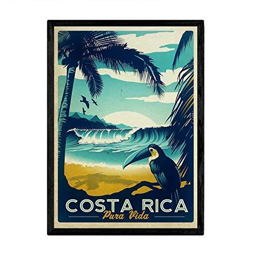 Costa Rica Poster A4 - Landkarte Blätter Design, Gedruckt In Spanien
