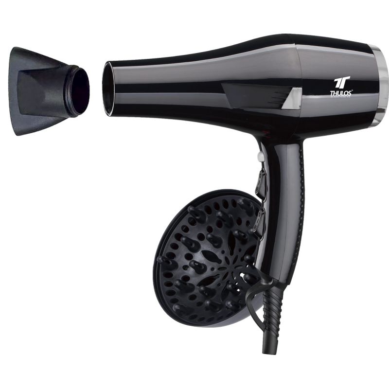 Secador de pelo, 2000W, 2 velocidades y 3 ajustes de temperatura, botón aire frío, con difusor y concentrador. THULOS TH-HD2025
