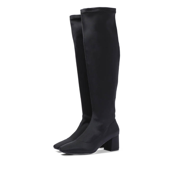 Botas Altas De Mujer GIOSEPPO Kiberg - Material Elástico Negro, Tacón Medio, Punta Semi Cuadrada, Plantilla Acolchada