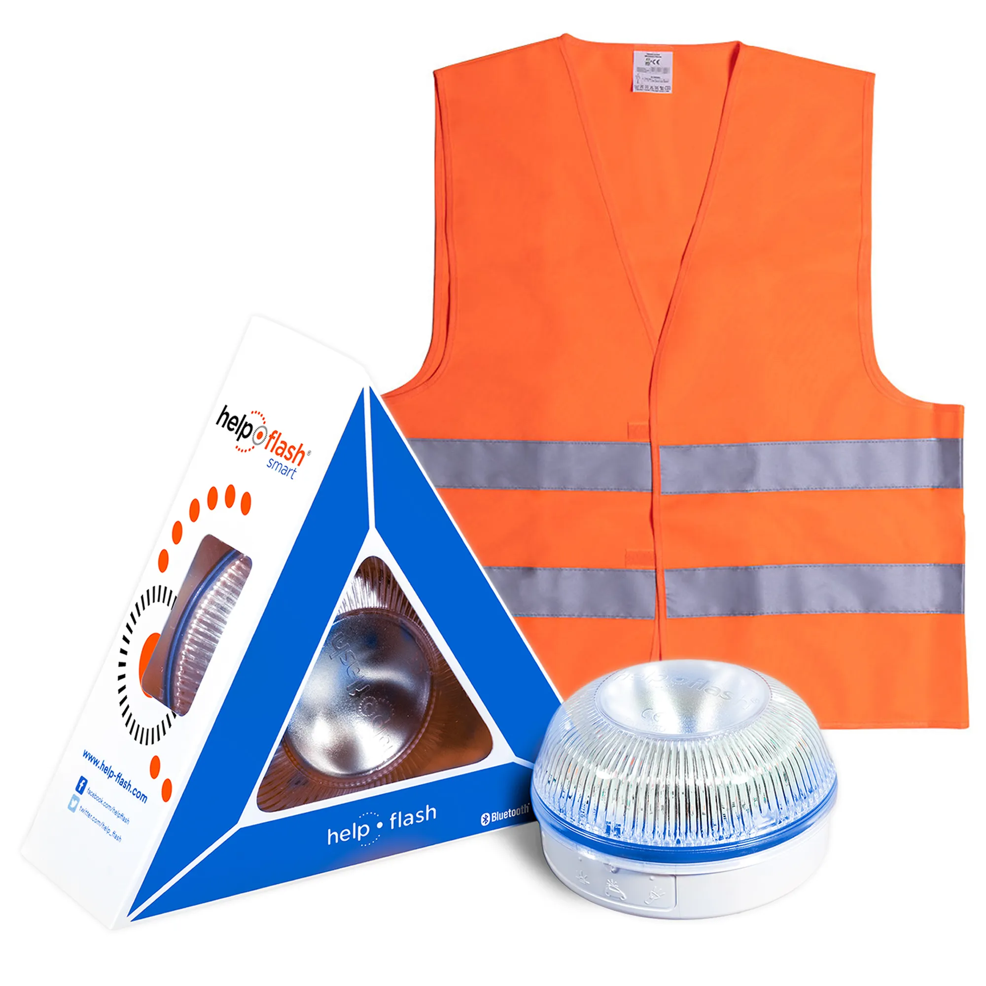 HELP FLASH - luz de emergencia AUTÓNOMA, señal v16 de preseñalización de peligro y linterna, homologada, normativa DGT, V16, con base imantada, activa - 41