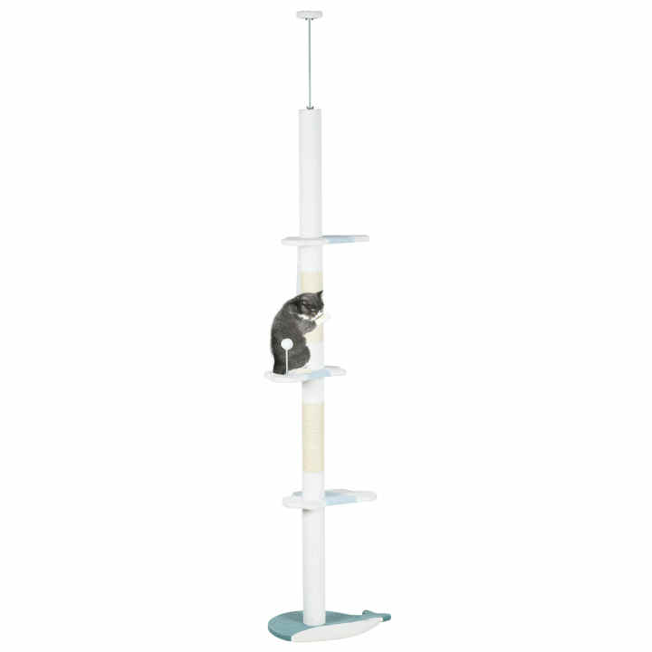 PawHut Árbol Rascador para Gatos Grande 60x60x200 cm con 2 Cuevas