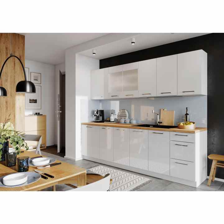 Muebles de Cocina completa color Blanco Brillo 260 cms ref-47A