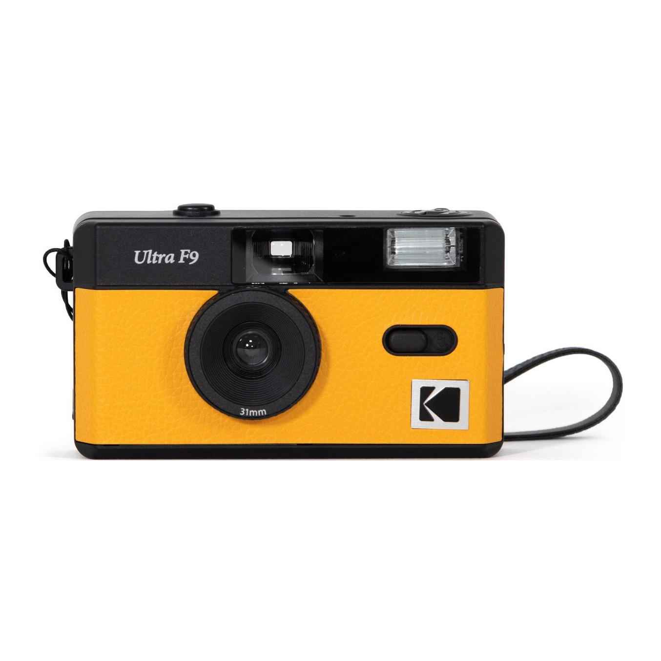 Cámara Analógica Kodak Film Camera ULTRA F9 con Flash, negro y amarilla