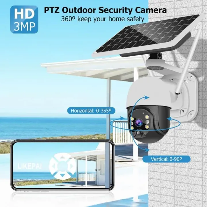 2K Camara Solar Inalambrica De Seguridad Wifi IP66 Para Casas Exterior Con  Audio