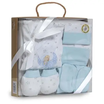 Set primera puesta Fantasía para recién nacido – Set de 5 piezas con el  Pijama y el Gorrito Personalizados con el Nombre del Bebé. (Azul) :  .es: Moda
