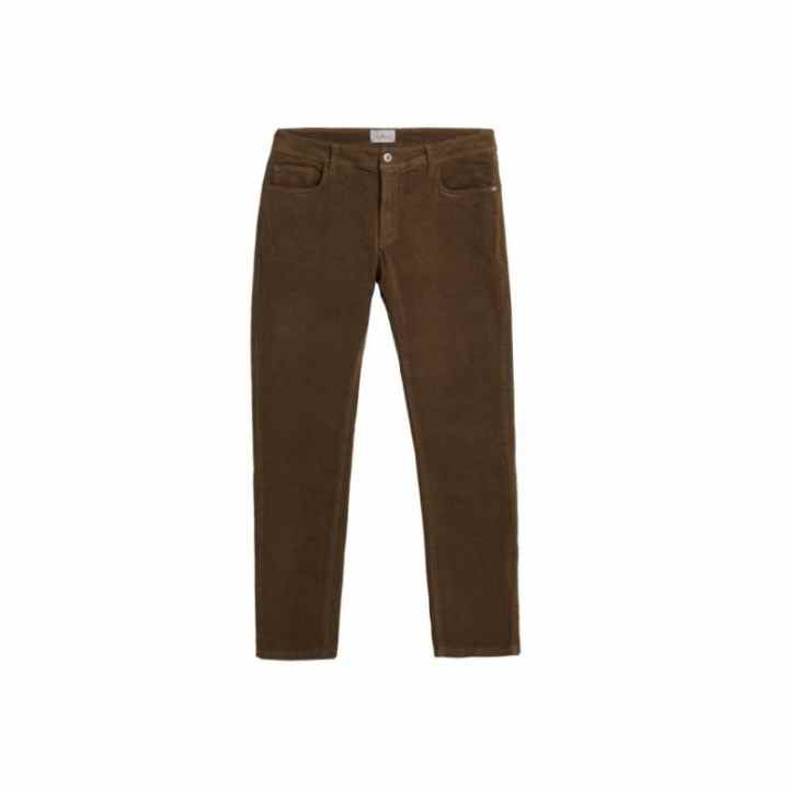 PuroEGO Pantalón Denim Pana Hombre Slim Fit Verde Oliva