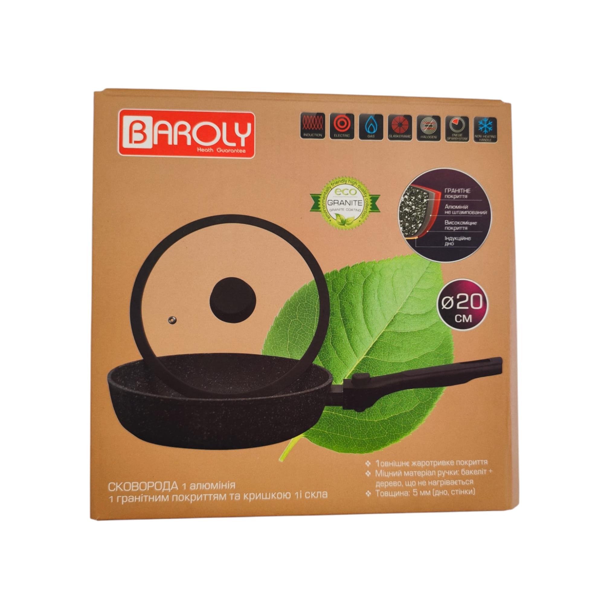 Sartén Antiadherente en Granito de 20 cm Con Tapa de Vidrio Templado - SARTEN