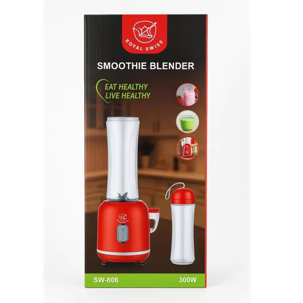 Licuadora Portátil Royal Swiss 300W, Batidora de Smoothies de 600 ml, Cuchillas de Acero Inoxidable, Fácil de Limpiar y Transportar