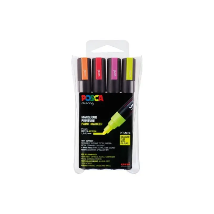 UNI-BALL ESTUCHE 4 MARCADORES POSCA BASIC PC5M/4C SURTIDO ROSA