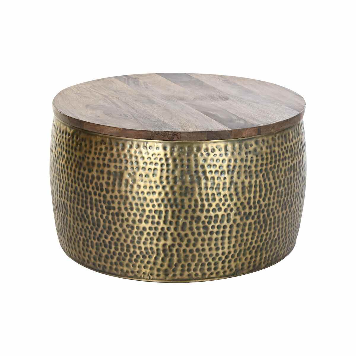 Mesa Auxiliar DKD Home Decor 37x37x50 Cm: Cristal Azul Y Hierro Dorado, Diseño Elegante Para Salón O Dormitorio