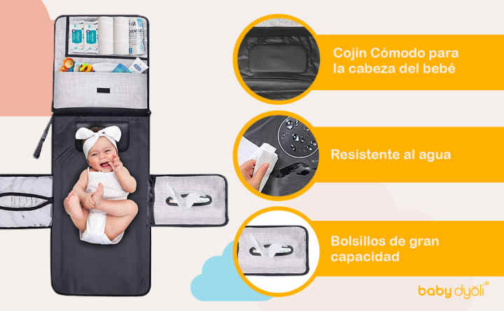 Cambiador bebé portátil - Diseñado y Fabricado en España - Cambiador de  viaje - Cambiador plegable impermeable ideal como regalo para recién nacido  