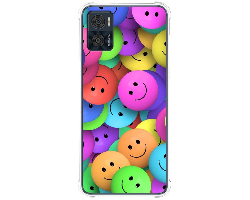 Funda Silicona Antigolpes Para Motorola Moto E22 E22i Diseño Smile