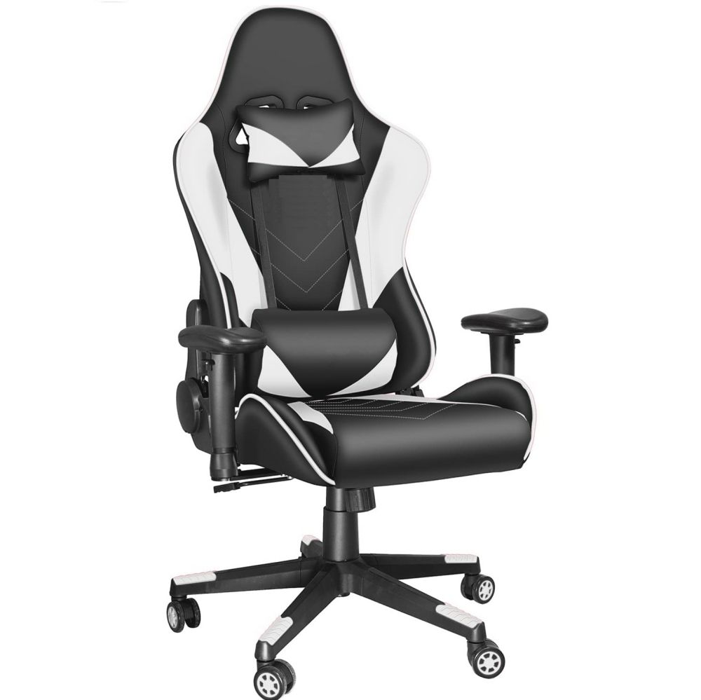 Silla de juegos de estilo de carreras, silla de escritorio ergonómica con  reposacabezas y soporte lumbar, respaldo alto, silla reclinable de