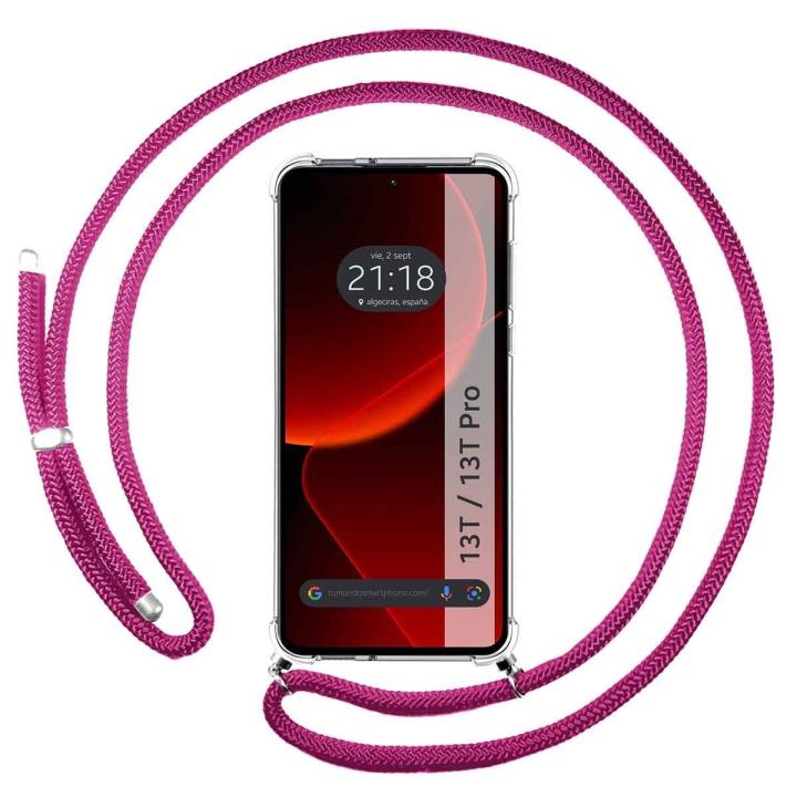 Funda Con Colgante Para Xiaomi 12 Pro 5G - Transparente, Color Rosa Fucsia, Antigolpes, Con Cordón