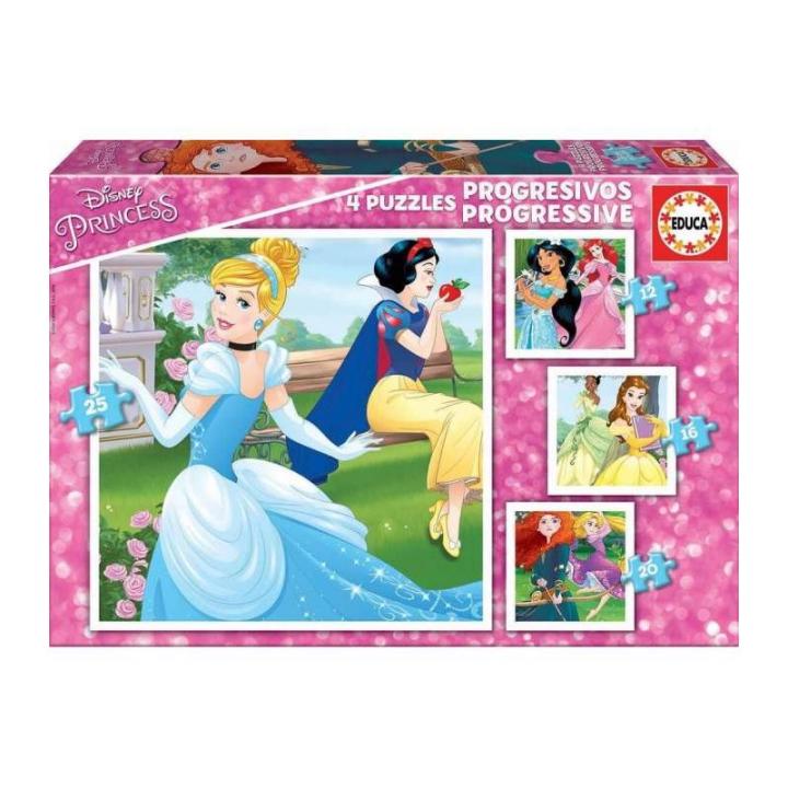 Puzzles Progresivos Princesas Disney 12+16+20+25 de Educa | Miravia