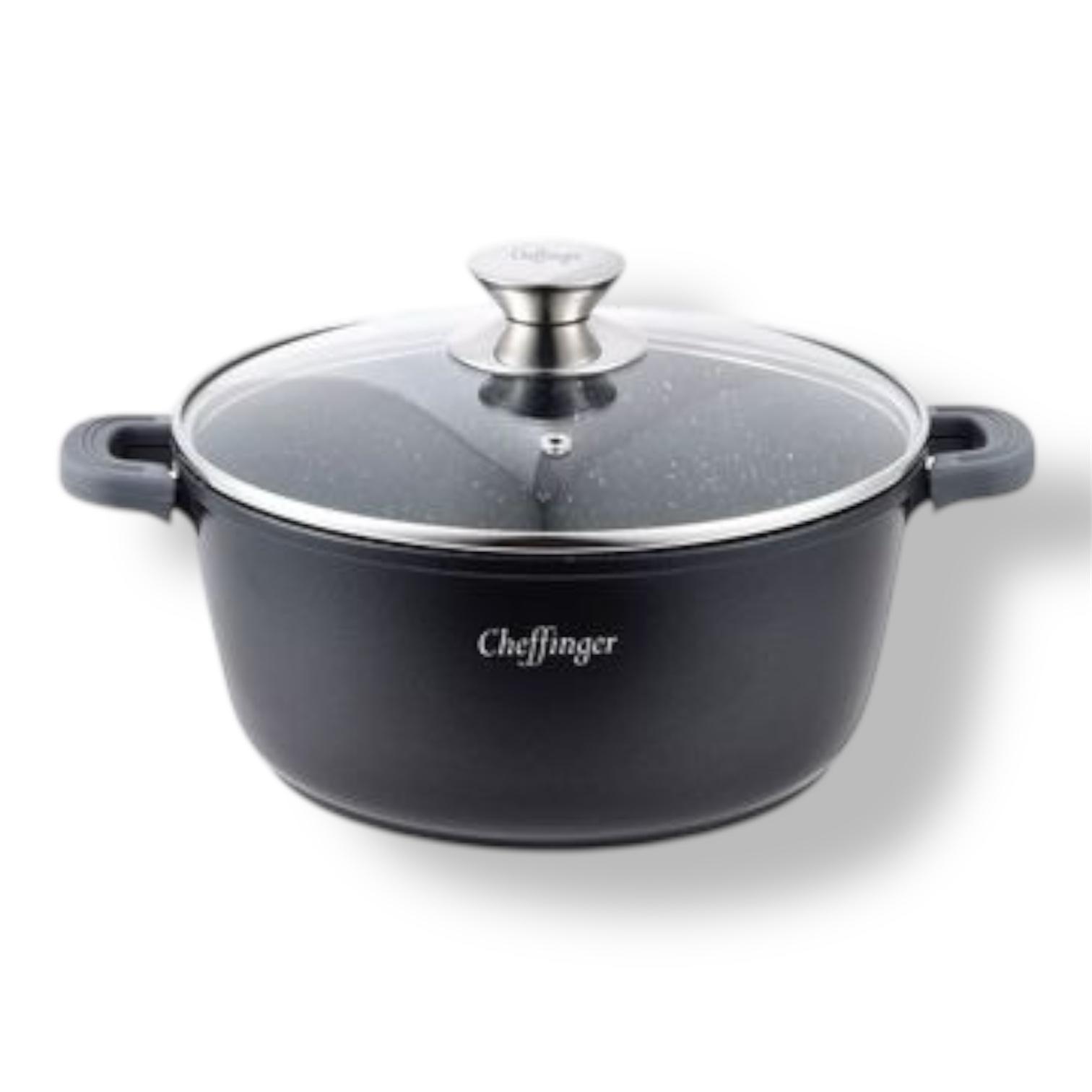 Cheffinger Olla de 28 mm de diámetro de aluminio fundido, 28 cm - 20 cm de diámetro