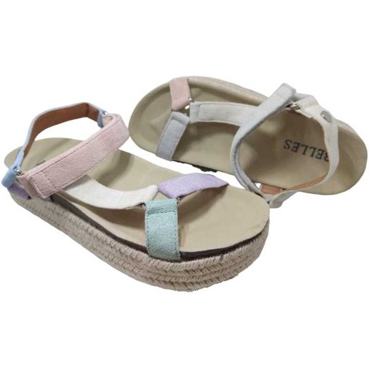 Sandalia Cuña Alpargata Esparto Mujer Piel Arena Cactus