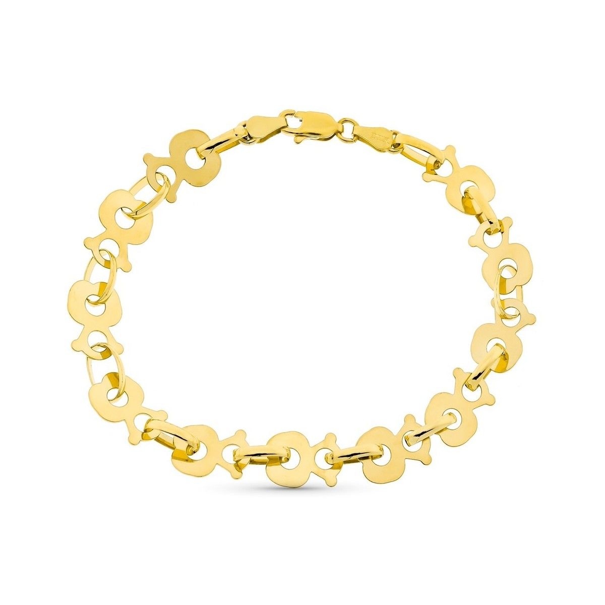 Pulsera Oro 18k Mujer Combinada 20 Cm Ositos Y Eslabones Miravia 8491