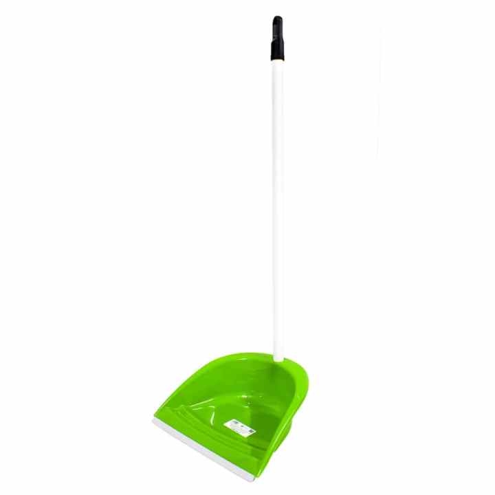 Recogedor plástico engomado con palo plegable 87 cm Verde