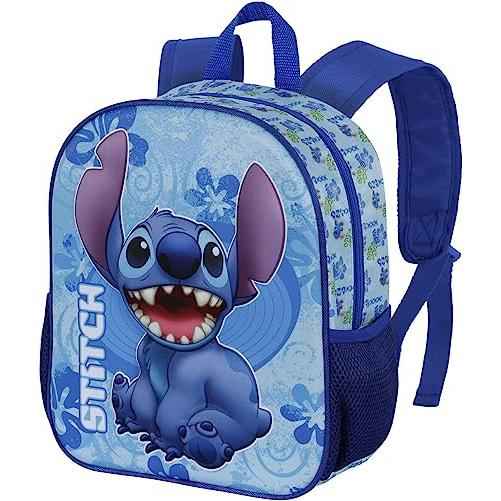 Disney, Mochila Stitch 3D, Con Bolsillo Lateral, Licencia Oficial, Niña,  Niño, Infantil, Color Azul, 31 x 27 x 11 cm. Kiglam