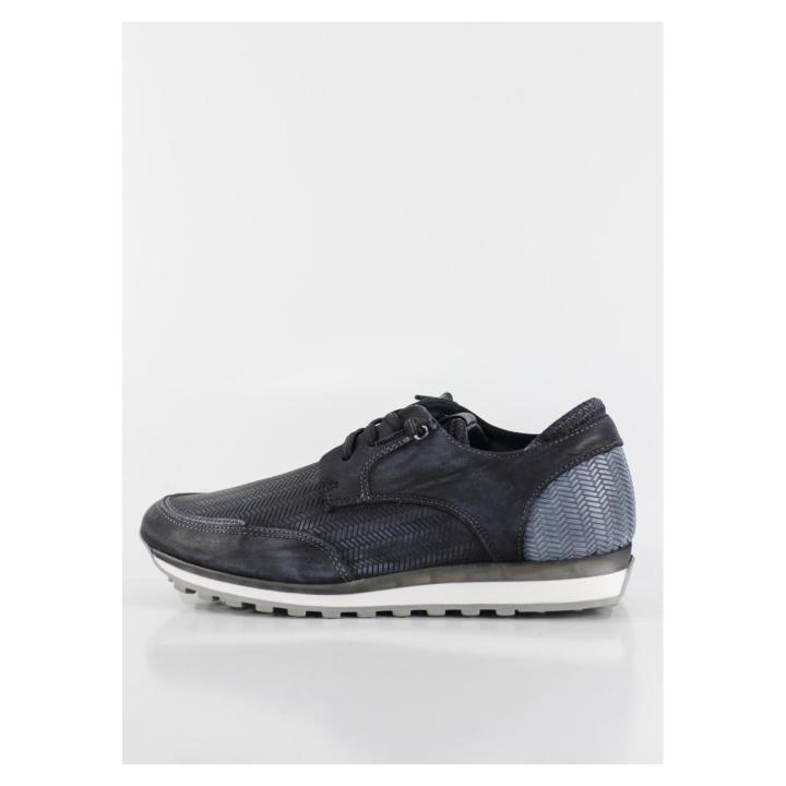 Blucher En Piel Napa Picada Color Negro Para Hombre